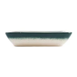 El Boyali Seramikler Yesil Ve Beyaz Boyali Rectangular Serving Dish, 18x13cm Clearance