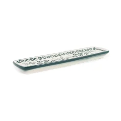 El Boyali Seramikler Yesil Ve Beyaz Boyali Serving Tray, 26.5x8cm Clearance