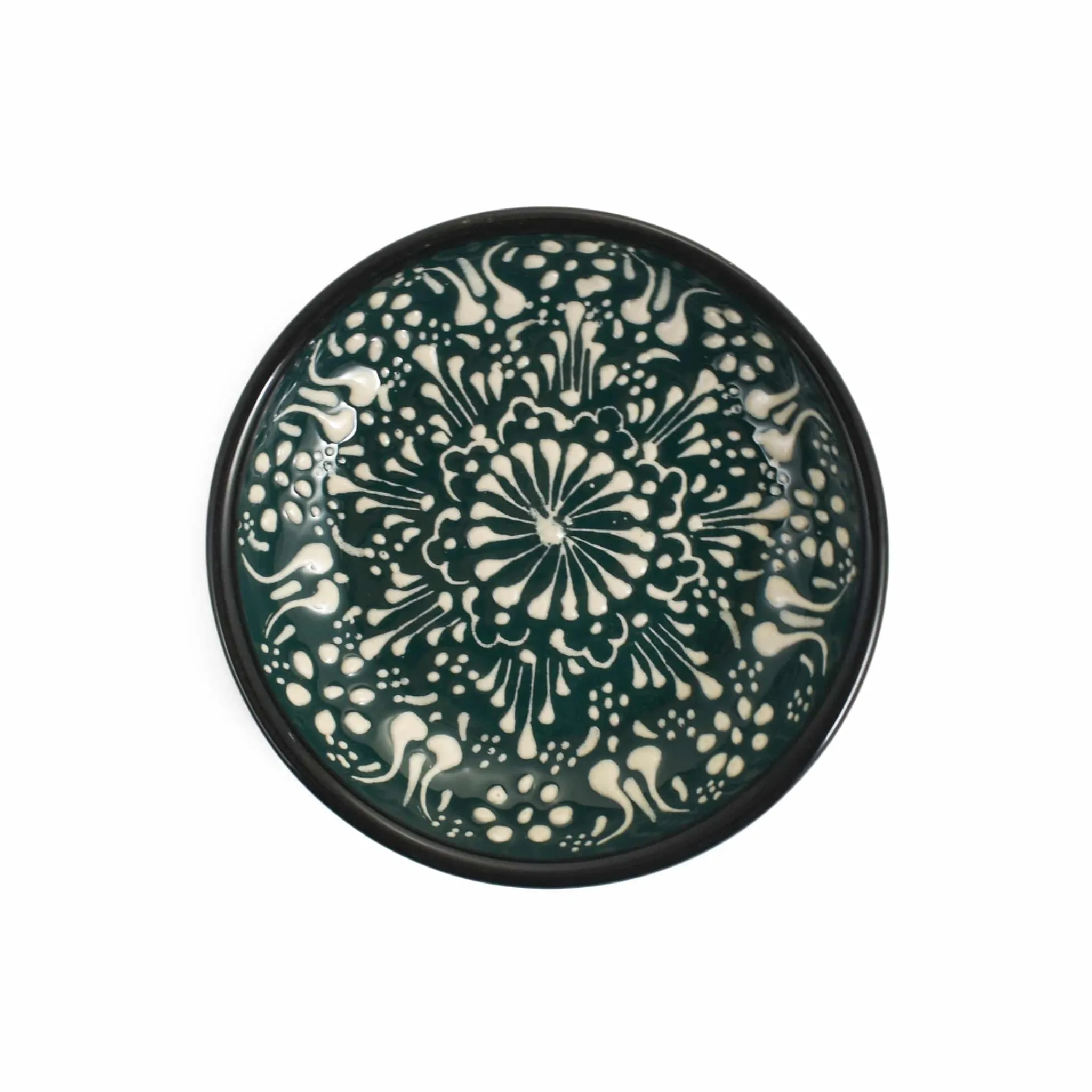 El Boyali Seramikler Yesil Ve Beyaz Boyali Shallow Bowl, 12cm Sale