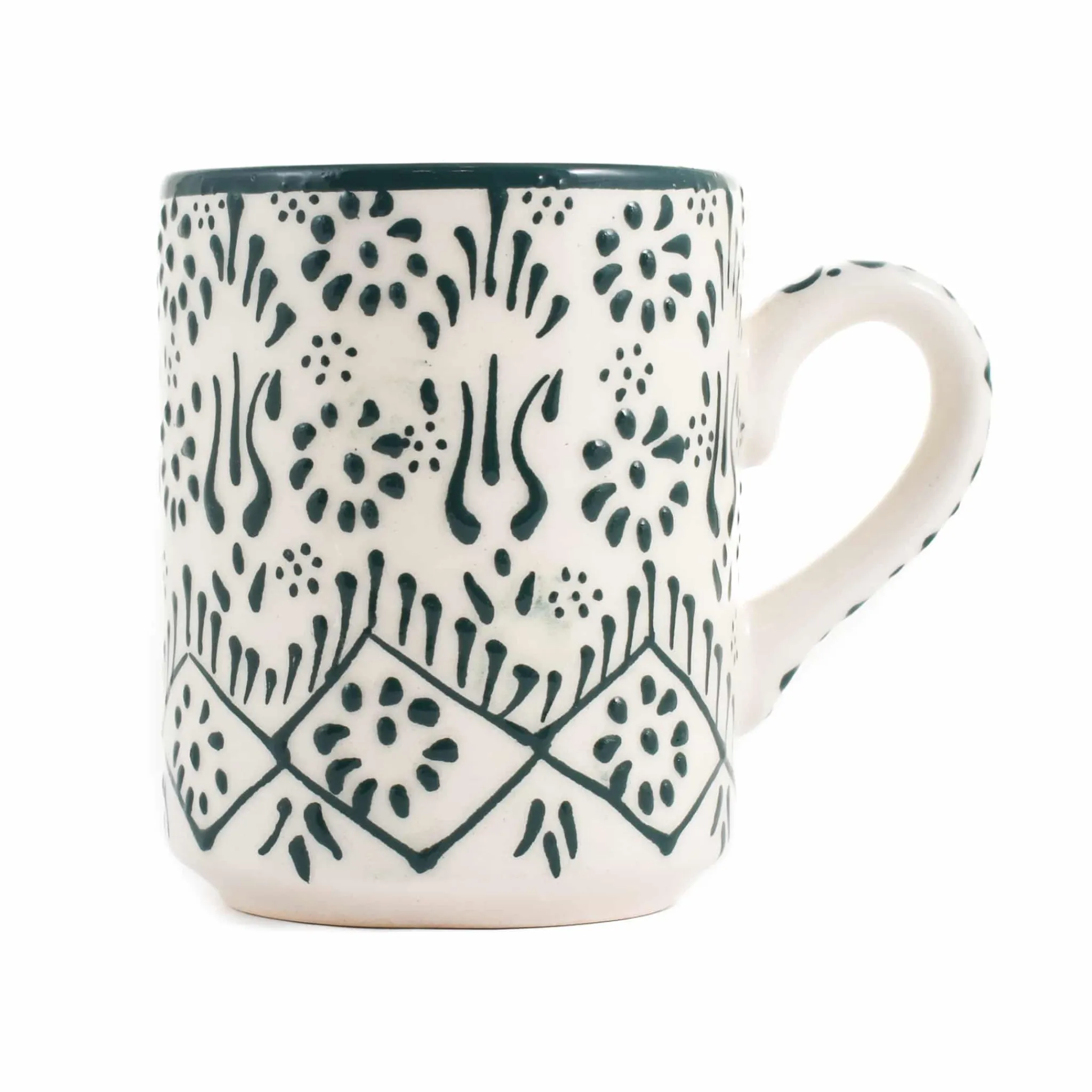El Boyali Seramikler Yesil Ve Beyaz Boyali Straight Mug, 325ml Sale