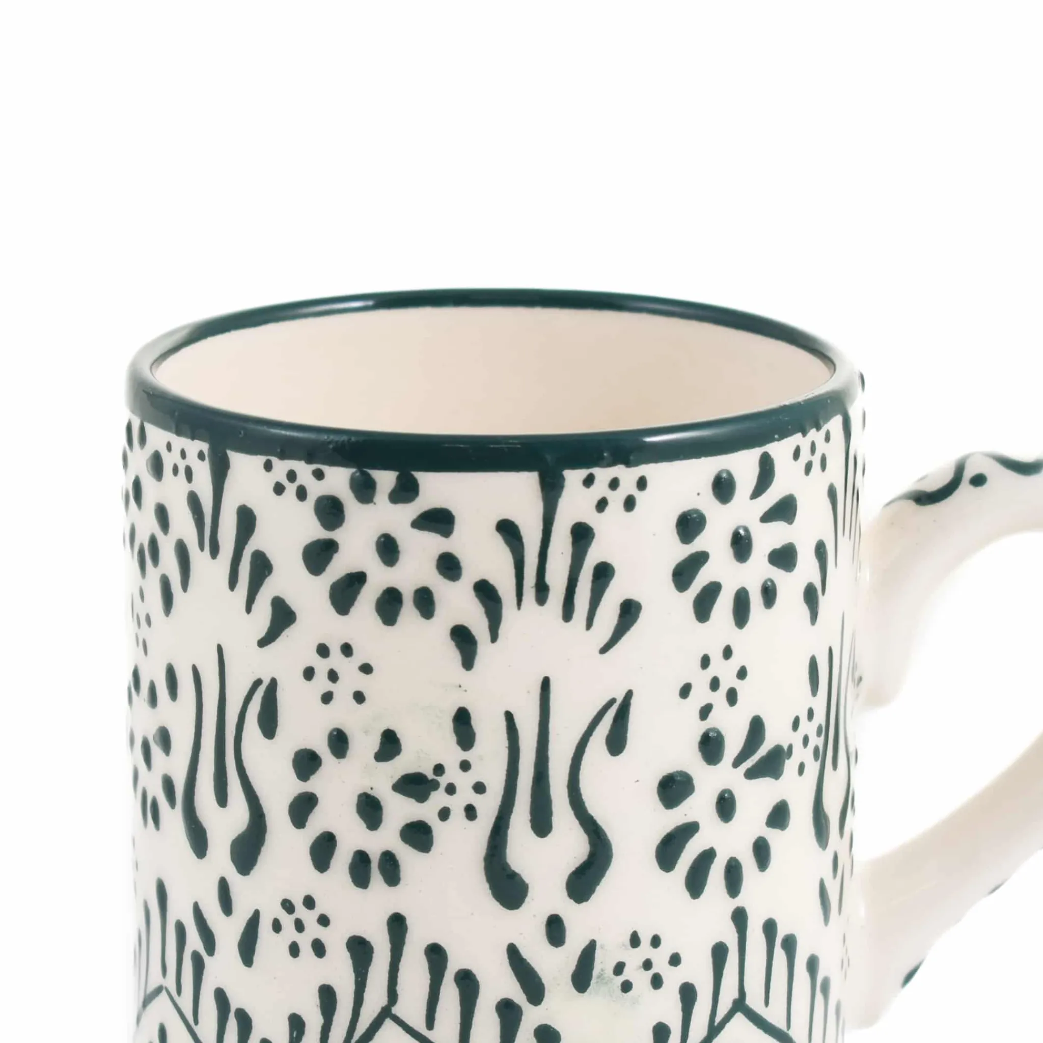 El Boyali Seramikler Yesil Ve Beyaz Boyali Straight Mug, 325ml Sale