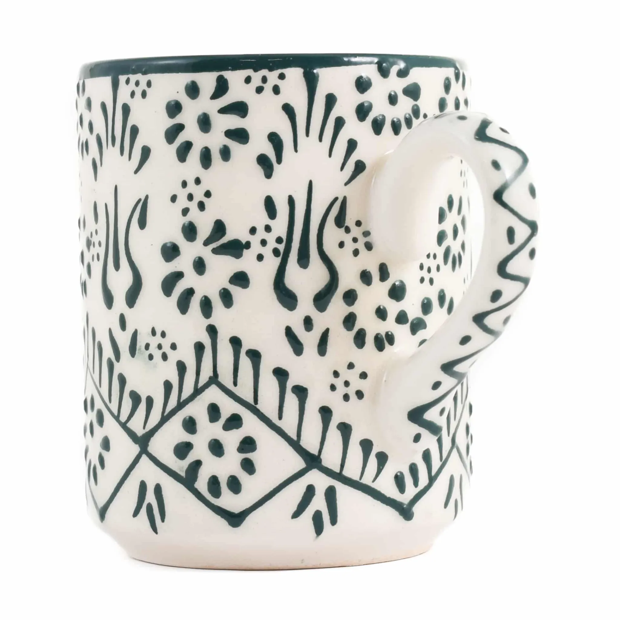 El Boyali Seramikler Yesil Ve Beyaz Boyali Straight Mug, 325ml Sale