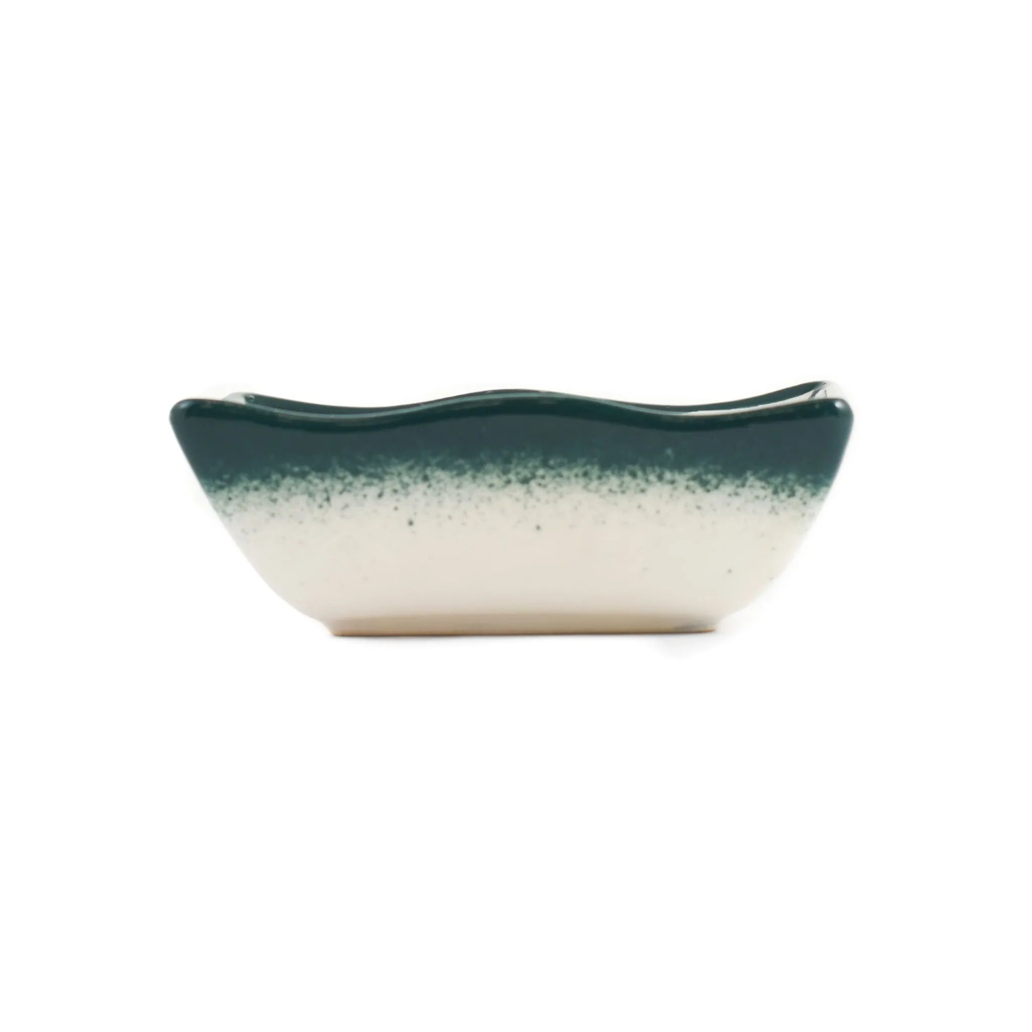 El Boyali Seramikler Yesil Ve Beyaz Boyali Wavy Edge Sauce Dish, 11.5cm Online